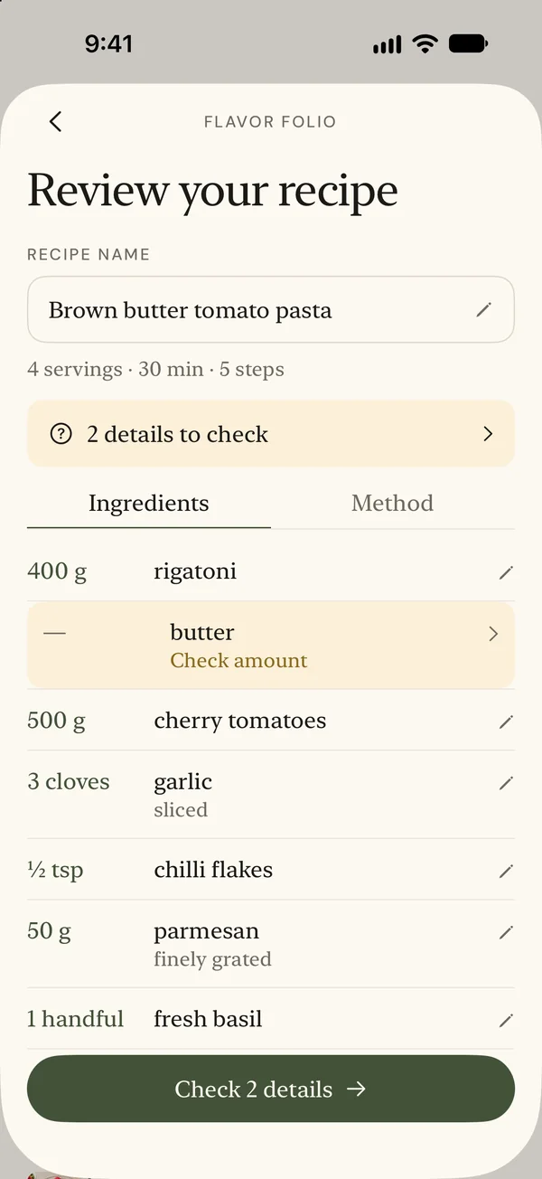 Import review with two details to check