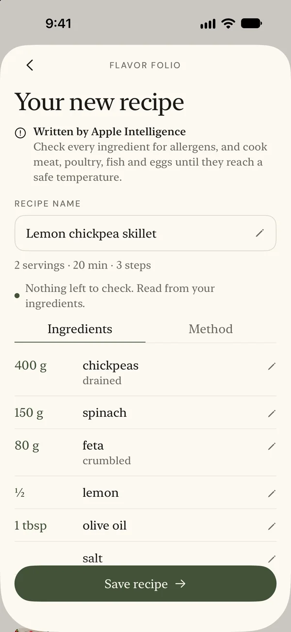 Review a new recipe