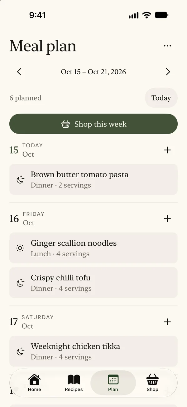 Your seven-day meal plan
