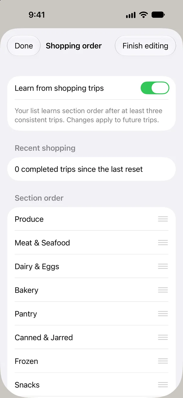 Arrange store sections